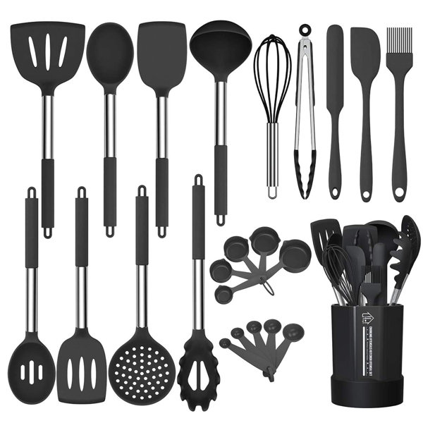 DGPCT 24 PCS Silicone Cooking Utensil Set,Stainless Steel Kitchen Utensils Set,NonStick Heat